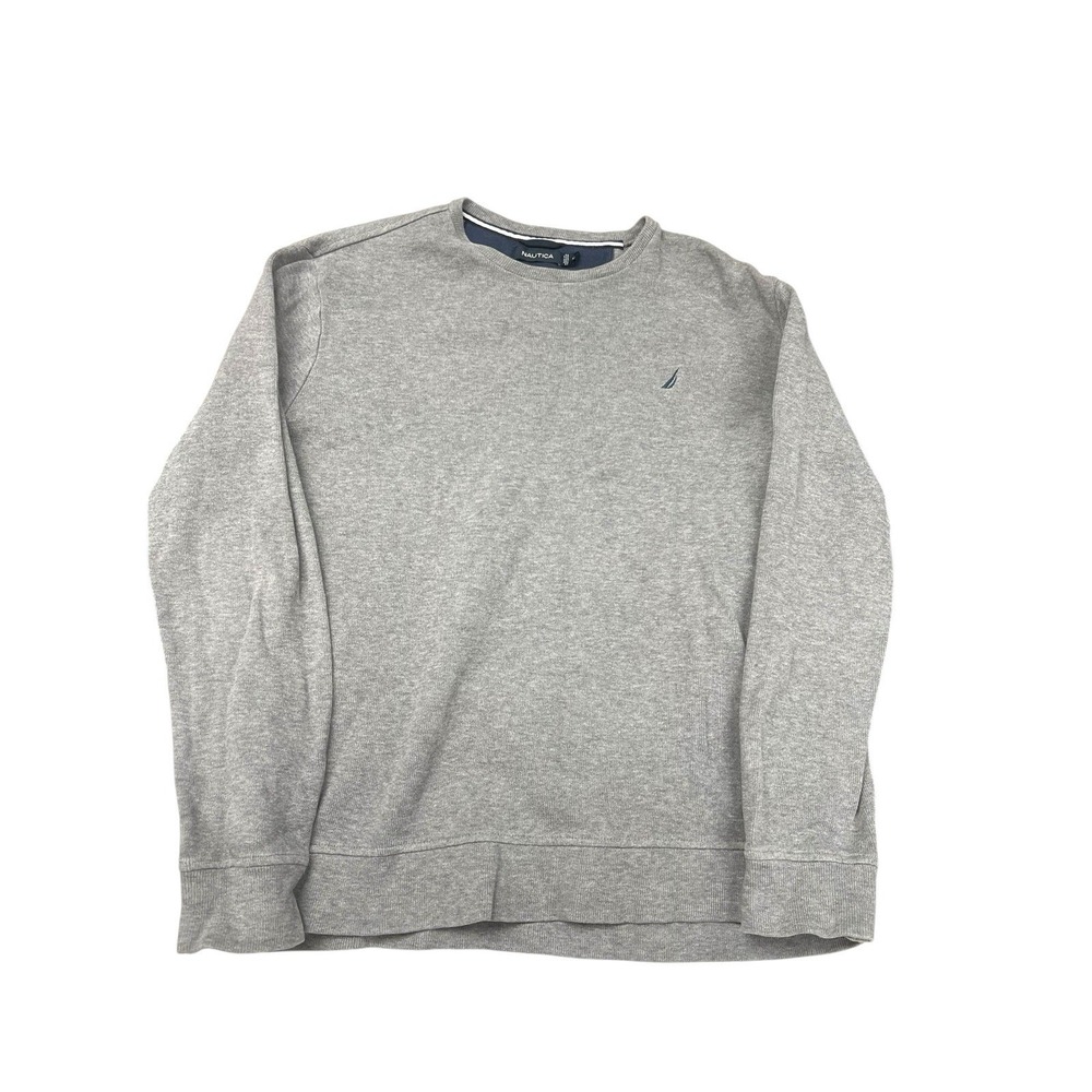 Nautica Mens Crewneck Sweater Medium Gray Color‎ Blue Logo